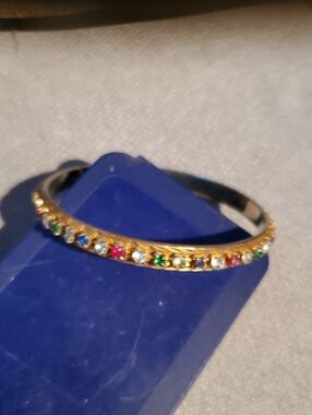 Gold Multi-Gemstone Bangle Bracelet - Women Jewelry